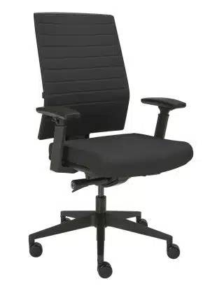 Zwarte bureaustoel Model 1998S met zwarte kruisvoet met wielen.