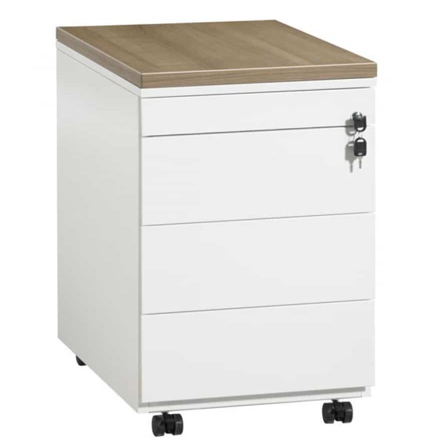 Wit ladeblok met slot en een houten opdek.