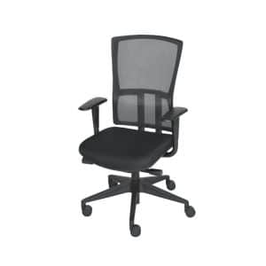 Zwarte ergonomische bureaustoel 300 NEN met een netweave rugleuning en zwarte kruisvoet en wielen.