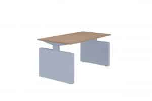 Bureau BZ3000 met wangen in aluminium en het blad is in natuurlijk hout.