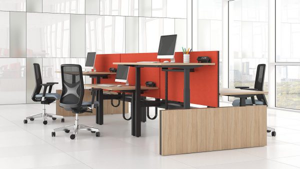 Elektrisch verstelbaar bureau 140x80 cm Motion | Met wangen - Afbeelding 4