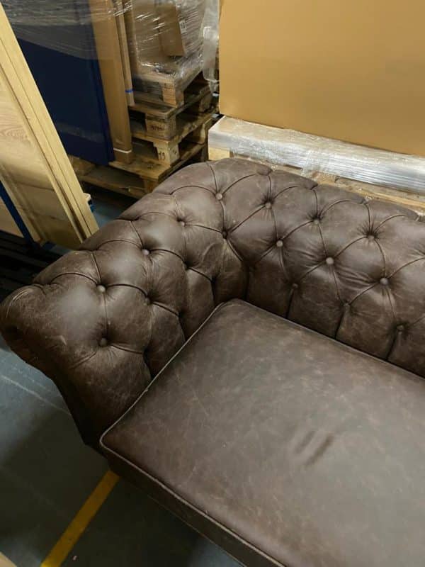 Chesterfield bank 5 zits met vintage leder - Afbeelding 4