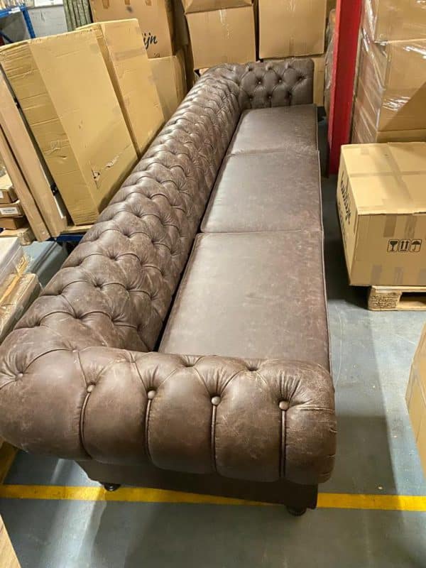 Chesterfield bank 5 zits met vintage leder - Afbeelding 2
