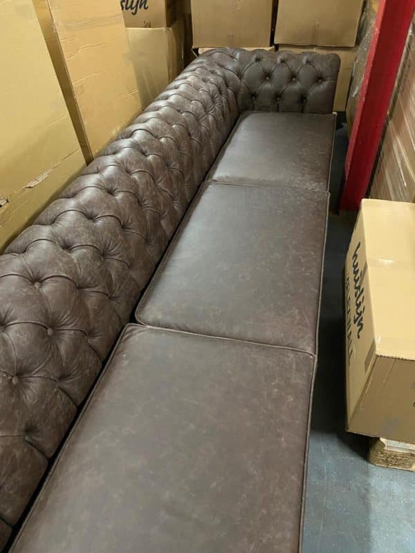 Chesterfield bank 5 zits met vintage leder - Afbeelding 3