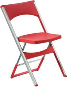 kunstof stoel rood met metalen frame