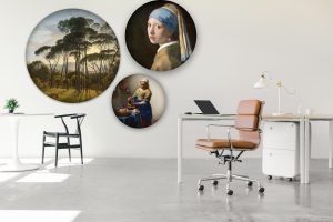Akoestische ronde wandtegel met foto opdruk.