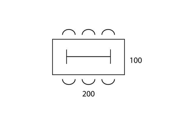 Vergadertafel 200x100cm V200 - Afbeelding 3