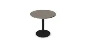 Kleine koffietafel met een kolompoot in het zwart eronder.