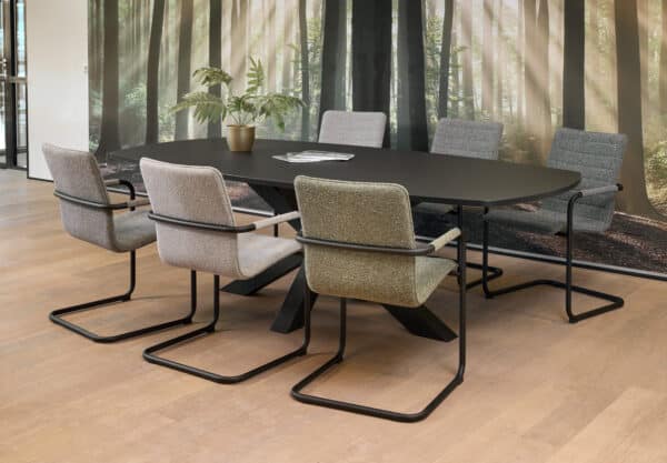 Deens ovaal vergadertafel 240 x 120/90 matrix poot - Afbeelding 2