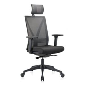 Zwarte bureaustoel 1920 met hoofdsteun