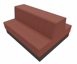 Dubbele treinbank met plint als onderstel.