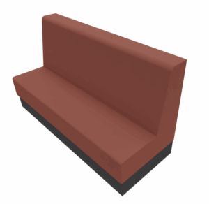 Treinbank met hoge rug en een plintbak.