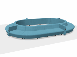 Ovale modulaire bank SRK010 Soft Rock in blauwgroen.