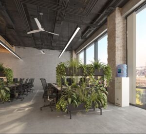 Donkergrijze plantenbak roomdivider Duo met twee bakken.