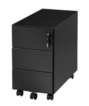 Zwart smal ladeblok met 4 laden NLSM9 met een pennenlade met slot.