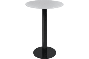 Ronde bartafel Ø120cm 5400 met een lange zwarte poot en wit blad.