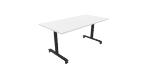 Witte klaptafel met een zwarte poot.