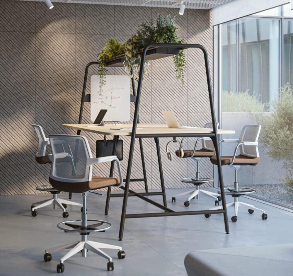 novawood vergadertafel met plantenbak
