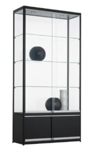 vitrinekast glas met zwarte profielen