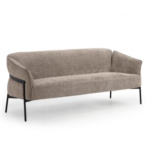 Beige tweezits bank Duo met zwarte metalen poten.