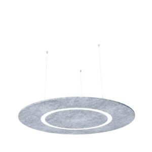 Ronde, lichtgrijze akoestische hanglamp Ø60cm Flat Cloud Feltouch