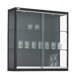 Hangvitrine kast zwart met glazen schuifdeuren