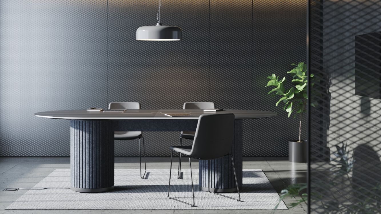 Vergadertafel met akoestische poten