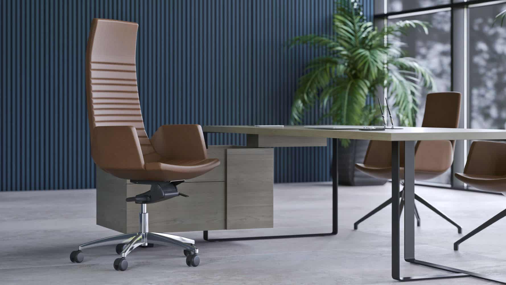 bruine design stoel hoge rugleuning
