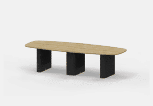 Vergadertafel Eleganza 280x100 cm met zwarte poten en een licht houten blad.