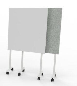 Akoestisch verrijdbaar whiteboard NY-goalpoot in grijs.