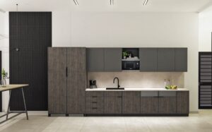Donker houten keuken pantry 453x210cm CulinArt