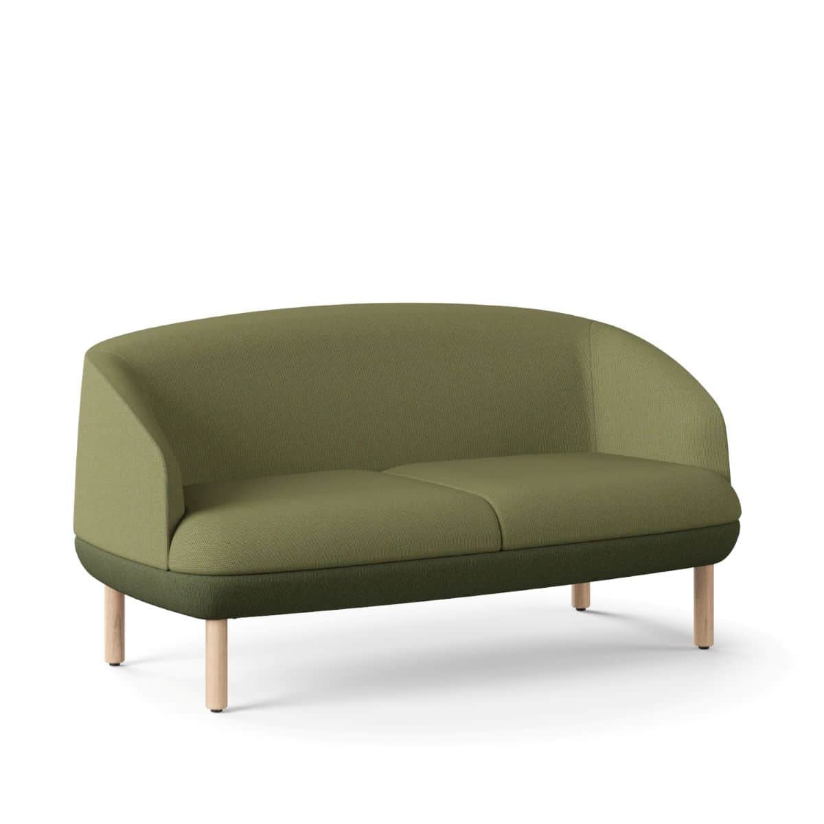 Groene loungebank Kopa met houten poten.
