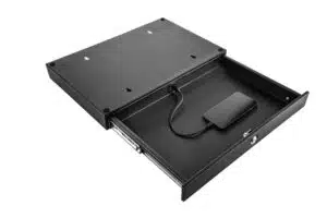Bureaulade met stroompunten 447x300x50mm in het zwart.