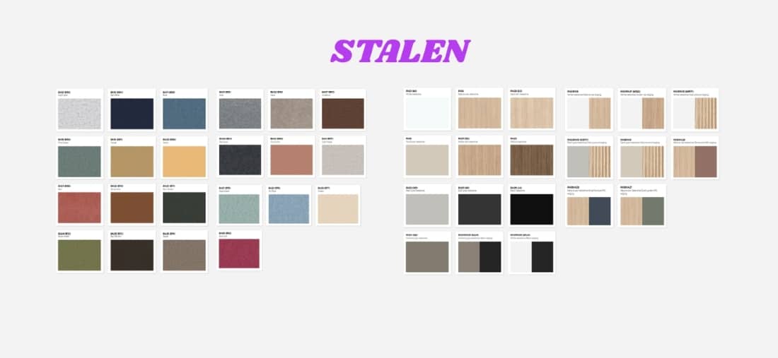 Stalen en materialen voor werkcabines.